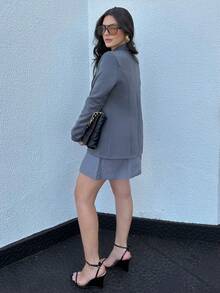 Women's Blazer Max Long Coat Formal Suit Tailoring Elegant Formal Overcoat - 灰色 - 查看 9