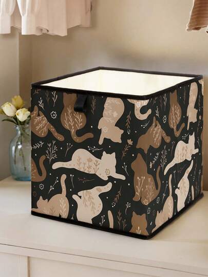 1 pieza Caja de almacenamiento abierta con estampado de animales de dibujos animados, organizador de cajones apilable, diseño resistente y de múltiples usos que ahorra espacio para el hogar, dormitorio, organización del hogar, almacenamiento debajo de la cama