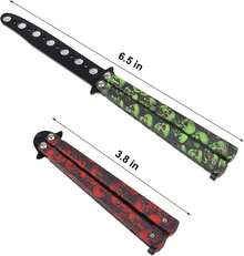 Juego de Entrenador de Cuchillo Mariposa y Peine para Principiantes, 2 Piezas, Simulador de Práctica Segura sin Filo - Trucos y Habilidades - Verde - Ver 2