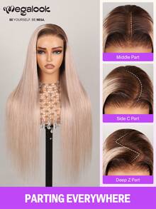 MEGALOOK Tóc giả 6x5 Ombre Xám Lace Front, Tóc Thẳng Lụa Không Mối Nối, Đường Tóc Trong Suốt, Màu Ombre, Không Cần Keo, Phù Hợp Cho Người Mới Bắt Đầu, Bền Bỉ Và Lâu Dài, Nhẹ Và Thoải Mái - Màu hợp thời trang - Xem 7