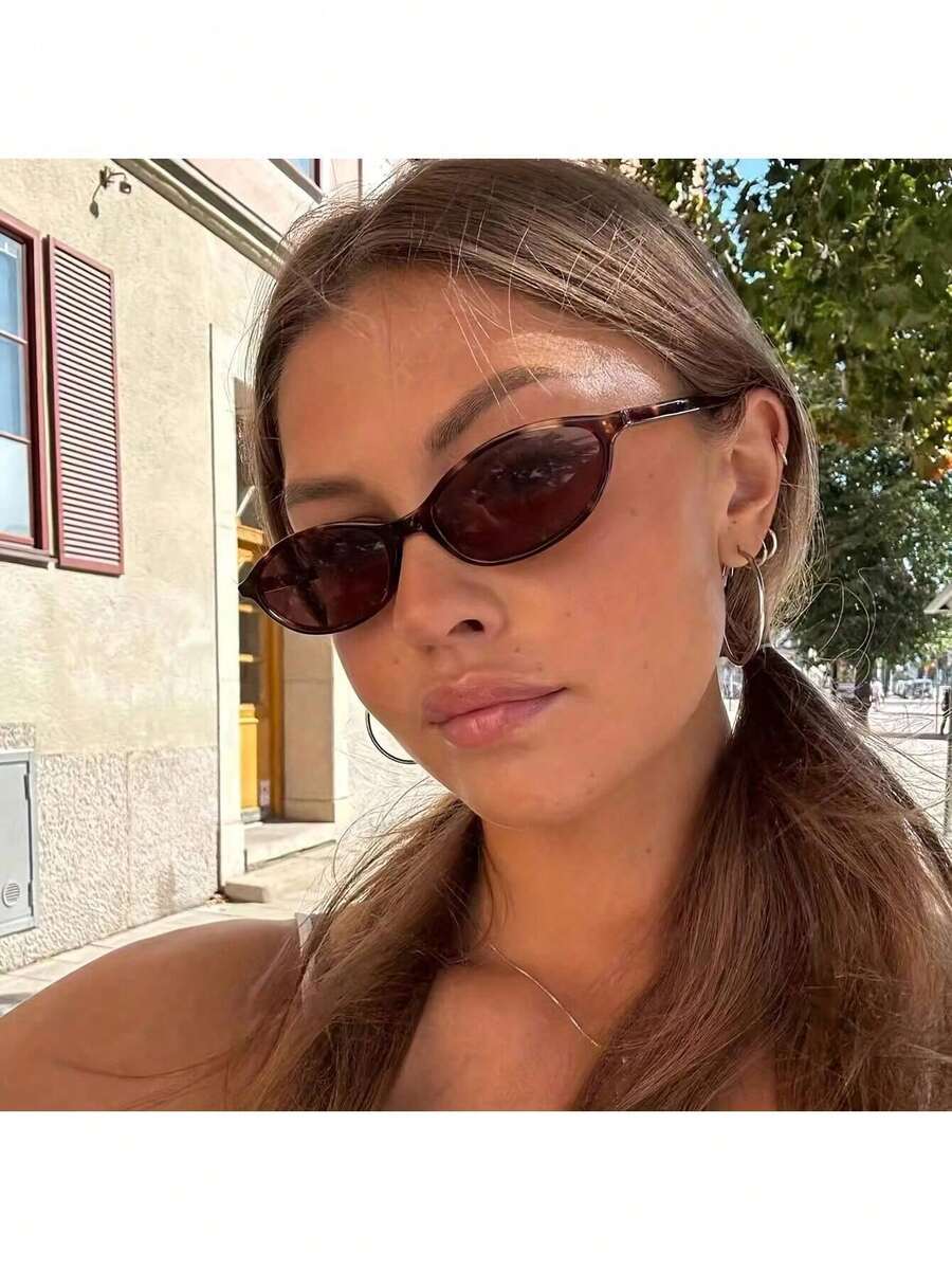 Y2K-Style Steampunk Glasses - Lightweight, Comfortable, And Fashionable Square Frames With Brown Lenses Suitable For Use With Computers, Televisions, And Mobile Phones, Valentine's Day,Wedding - 豹紋 - 查看 1