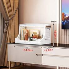 1 pieza Gabinete de almacenamiento plegable de plástico, organizador de juguetes para sala de estar con puertas dobles para el hogar, gabinete de almacenamiento con ruedas para dormitorio, caja de almacenamiento tipo armario, estantería organizadora de cocina - transparente - Ver 8