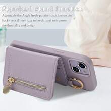 Notebook Style One Shoulder Fashion Smartphone Protective Case, Shoulder Strap, Ring Holder, Notebook Style Mirror, Women, Lightweight, PU Leather Smartphone Protective Case With Stand Function, Horizontal Stand Function, Wallet, Ring Holder, Adjustable Length, Zipper, Lightweight, Shock-Resistant