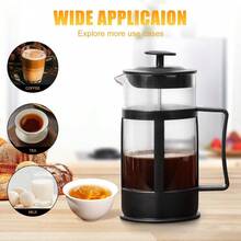 Mini French Press Coffee Maker, Heat Resistant Thickened Borosilicate Classic Glass Stainless Steel Coffee Press, 12OZ Heat Cold Brew Coffee Pot Tea Press For Kitchen Travel Camping,Black - Default - View 1