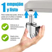 5 piezas Ruedas para Silla de Oficina de 2 Pulgadas.Ruedas para Silla Gamer.Ruedas de Goma Giratorias Silenciosas.Tipo de varilla.Hecho de acero puro, duradero, dirección flexible. - 1 - Ver 6