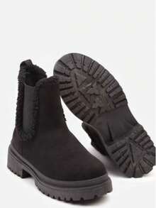 Fashionable Versatile Casual Minimalist Ankle Boots, Autumn/Winter - Black - View 4