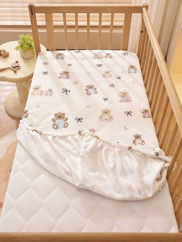 Lençol de flanela para berço de bebê, capa acolchoada para colchão infantil, lençol com elástico para recém-nascido, roupa de cama macia, lavável à máquina, adequado para todas as estações, menino e menina, estampa de cachorrinho, 120 x 60 cm