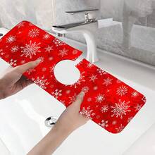 1 pieza Feliz Navidad, Estera de fregadero de barro de diatomeas con copos de nieve festivos - Estera protectora antideslizante y absorbente para encimeras, para decoración del hogar, oficina y granja. - Multicolor - Ver 10
