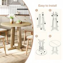 LITTLE TREE Tavolo da pranzo rotondo, tavolo da pranzo rotondo per sala da pranzo e soggiorno, tavoli da pranzo da 80 cm per 2-4 persone, tavolo da cucina con piano e gambe in legno, colore legno naturale - Castano - Visualizzare 8