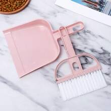 Mini Dust Pan And Broom Set 1 Piece Dust Pan Brush Set Portable Plastic Brush Set For Utility Brush Keyboard Home Kitchen Sweeper Desk Desk Office - Pink