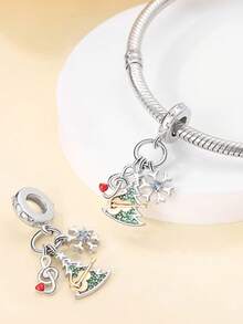 STYFNE 1 pieza Colgante con cuentas de árbol de Navidad, campana, Papá Noel, reno, muñeco de nieve, adecuado para pulseras DIY, joyería de mujer, pequeño regalo diario