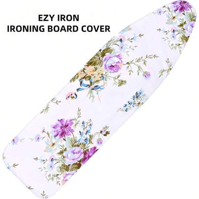 1 件玫瑰花熨衣板套，38.18 X 137.16 厘米标准熨衣板套，带弹性边缘和钩环扣，防焦防污棉质熨衣垫（不含熨衣板和熨衣架）