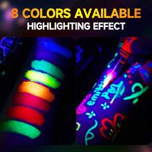 8 Colors Art Markers Luminous Light For Painting Drawing DIY Cup CD Stone Skin Exclusive For Halloween Painting Stationery - one-size - View 5