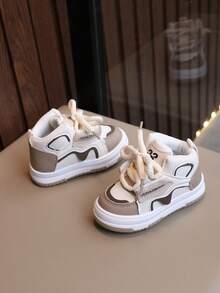 1 Pair Comfortable Kids Sports Shoes, Boys Girls Indoor Outdoor Running Sneakers, Infant Athletic Shoes - Beige - View 5