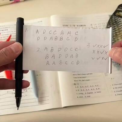 1 stuk onverwachte pen, zelfstandige trekpen, papierstrippen, vreemde creatieve grappige pen, examen memo pen