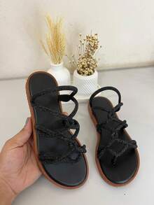 SLIM SANDAL STRAP GLAMOR, COMFORT, PRACTICALITY AND DELICACY. Beach Rhinestone Metal Beach - 黑色 - 查看 1