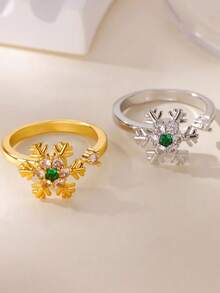 Nhẫn xoay bốn cánh hình cỏ bốn lá giảm lo âu dành cho nữ, màu vàng, làm bằng thép không gỉ, có thể điều chỉnh kích thước, kiểu nhẫn cưới, trang sức thẩm mỹ, quà tặng. - JZ8154 - Xem 6