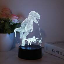 1pc 3D Dinosaur Pattern Night Light - USB Powered With Touch Sensor Control RGB 7-Color Changing, Perfect Small Gift For Family And Creative Home Decor - Multi-color light - View 9