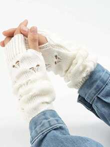 1 pieza Mangas de brazo cálidas y de felpa hechas de lana y tejidas para un excelente calor. El diseño de media longitud sin dedos es perfecto para el uso diario y el esquí en otoño e invierno, y puede ser usado tanto por hombres como por mujeres. Un gran regalo para amigos