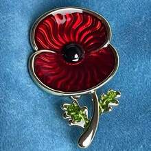 Britisches Erinnerungsandenken rote Emaille Mohnblume Brosche Weihnachtsgeschenk
