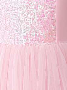 Young Girls Blue Off-Shoulder Tulle Princess Dress, Suitable For Party - Pink - View 9