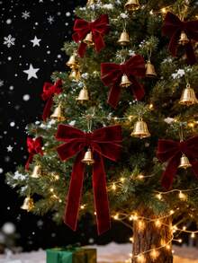 5/10 szt. kokardki świąteczne, aksamitna kokarda na choinkę - świąteczne kokardy wstążkowe, odpowiednie do wieńców świątecznych, dekoracji świątecznych, artykułów na świąteczne przyjęcia, artykułów do pakowania prezentów, wstążek do pakowania prezentów świątecznych, ozdób choinkowych