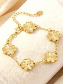 1件优雅女士幸运四叶草手链，百搭奢华设计，情人节、母亲节礼物