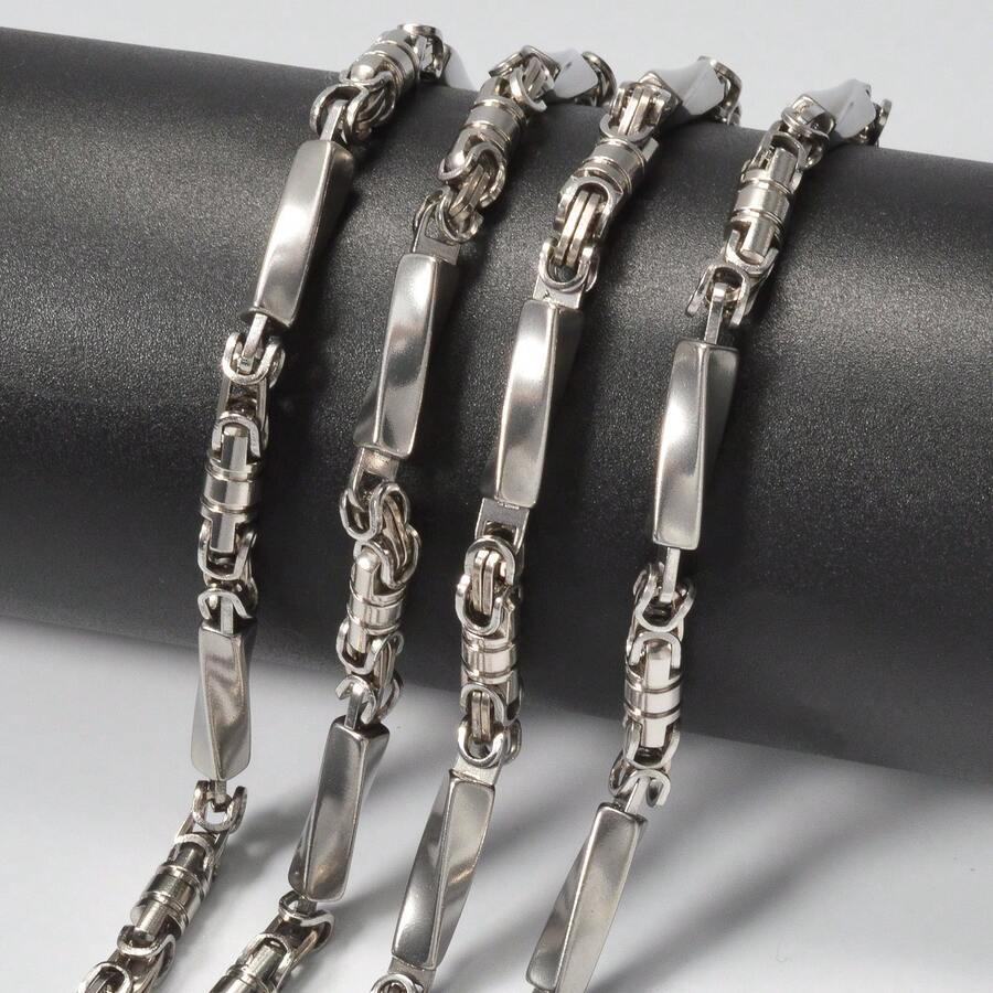 Avant Garde Popular 18k Silver Men Stainless Steel Flowing Light Geometric Three-Dimensional Column Splicing Cuban Necklace American Rap Hip-Hop Style Daily Party Stage Wear Boyfriend Gift Brother Gift Son Gift