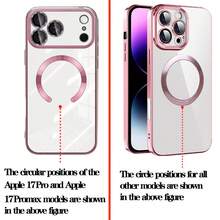 Hadaasi 1 pieza Funda de carga inalámbrica magnética electrochapada transparente compatible con iPhone 17 Pro/17 Pro Max/17 Air/17/16 Pro/16 Pro Max/16 Plus/16/16E/SE4/15 Pro/15 Pro Max/15 Plus/15/14 Pro/14 Pro Max/14 Plus/14/13 Pro/13 Pro Max/13/12 Pro/12 Pro Max/12/11 Pro Max/11/11 Pro