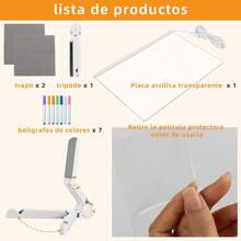 Tablero de Notas LED con Colores, 30 x 20 Tablero Acrílico de Borrado, Tablero de Mensajes Luminoso con 7 Bolígrafos de Colores, Bloc De Notas Acrílico Iluminado De Colore - 1 - Ver 4