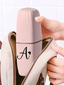 1pc Black Art Letters A-Z Portable Toothbrush Case, Keep Your Toothbrush Clean And On The Go!Travel Toothbrush Holder, Portable Toothbrush Cup Cover,Suitable For Travel, Camping, Business Travel, And School, Multi-Purpose Toothbrush Cup, Travel Wash Cup, Toothbrush And Toiletries Storage Kit, Minimalist Toiletries Storage Box, Travel Essentials, Bathroom Accessories, Household Items, And Storage Supplies(Excluding Q/U/X) - Multicolor - View 5