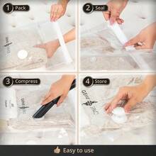 GENIE SPACE Storage Vacuum Bags Variety Pack Of 8 2 Extra Large 2 Large 2 Medium And 2 Small Premium Airtight And Reusable Space Saving Bags For Clothes Towels And Bedding Includes Travel Pump