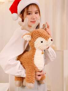 驯鹿毛绒玩具，圣诞麋鹿毛绒动物玩具动物毛绒玩偶圣诞派对生日适合儿童 - 棕色 - 查看 8