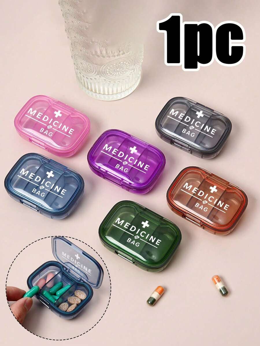 Medical Kit With Printed Cross And Letters' Medicane ',Portable And Minimalist Pill Organizer Medication Storage Box With 3 Compartments For Home And Travel Portable Travel Mini Pill Case Waterproof Moisture-Proof Pill Storage Container Suitable For Storing Medication Rings And Other Small Itemsl,