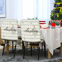 2/4/6pcs Christmas Element Printed Linen Chair Covers, Home Decor, Suitable For Christmas Gifts, Christmas Decoration, Daily Home, Living Room, Dining Room, Garden, Hotel, Washable Polyester Material Chair Seat Cushion Covers - Multicolor - View 7