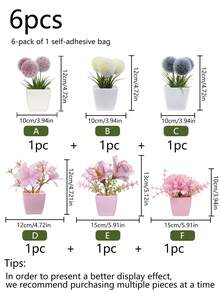 1 件/套 6 件人造迷你多肉植物，适用于家庭、客厅、桌面、窗台、办公桌装饰、母亲节、婚礼派对装饰 - 粉色 - 查看 4