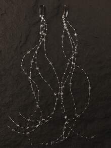 2pcs Women's Braided Tassel Hair Clips Chain, Mermaid Faux Pearl Tassel Hair Clips, Y2K Faux Pearl Unique Hair Accessories, Can Be Used As Braided Hair Chain, Can Be Clipped On Hair, Women Hair Decorations, Headpiece, Head Chain