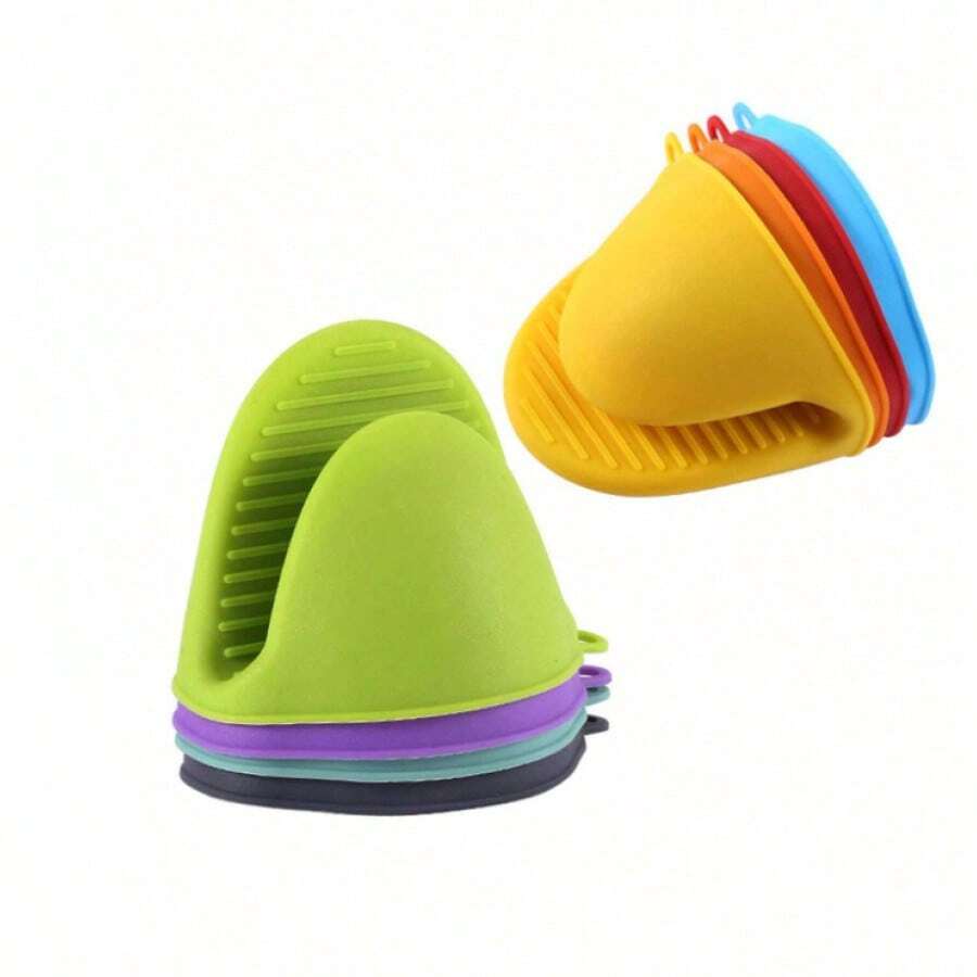 Set de 2 piezas de guantes de horno y agarradores de ollas de silicona, guantes de cocina resistentes al calor y cubiertas para asas de ollas pequeñas, para cocinar, hornear, cocina y camping