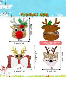 2 件圣诞迷你宠物发夹，圣诞限量版驯鹿蝴蝶结形宠物发夹，适合博美犬、泰迪犬、马尔济斯犬、布娃娃猫等小型长毛宠物 - 彩色 - 查看 2