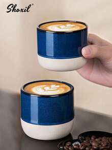 shoxil 1个粗陶浓缩咖啡杯，复古陶瓷杯，家用咖啡杯，办公及家居杯，适合日常使用，也可用于婚礼、斋月等场合。 - 彩色 - 查看 8