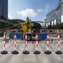 Adjustable Traffic Delineator Post Cones 6 Pack Traffic Safety Delineator Barrier With Fillable Base 6.6FT Chain For Traffic Control Warning Parking Lot Construction Caution Roads RedWhite - RedWhite - View 8
