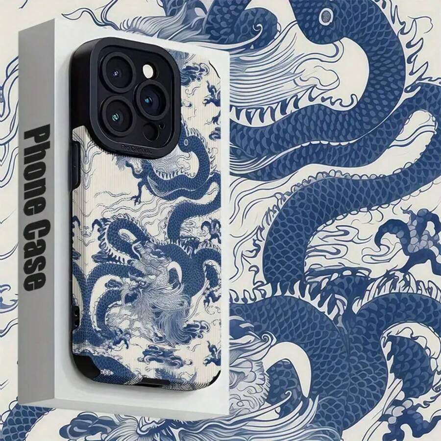 Una funda de teléfono simple y personalizada con patrones tradicionales de dragones azules y blancos, a prueba de caídas, antiarrugas y a prueba de polvo, adecuada para 17/17 Air/17 Pro/17 Pro Max/ 16/16 Pro/16 Pro/Max/16 Plus/15/15 Pro Max/15 Pro/15 Plus/14/14 Pro/14 Plus/14 Pro Max/13/113 Pro/13 Pro Max/12/12 Pro/12 Pro Max/111111 Pro/11 Pro Max. Duradera, resistente a las manchas y a las huellas dactilares, es el regalo de cumpleaños perfecto para novias, novios, esposos, esposas, amigos o para uno mismo. - Negro 248 - Ver 1