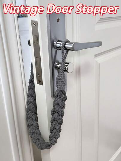 Vintage Door Stopper - Heavy-Duty Door Wedge, No Tools Needed Installation, Elegant Home/Office Door Barrier, Floor/Wall Protector, Decorative Door Clip For Interior/Exterior Use - Durable Polyester Construction In Gray/White