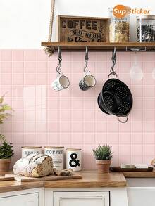 12pcs/Set 5.91x5.91/7.87x7.87inch Fresh Style Home & Kitchen Decor Stickers, PVC Self-Adhesive Faux Ceramic Tile Wall Stickers, Waterproof, Oil-Proof, Easy To Clean, Suitable For Living Room, Bedroom, Kitchen, Bathroom Wall Decor, Cabinet Surface, Furniture Renovation