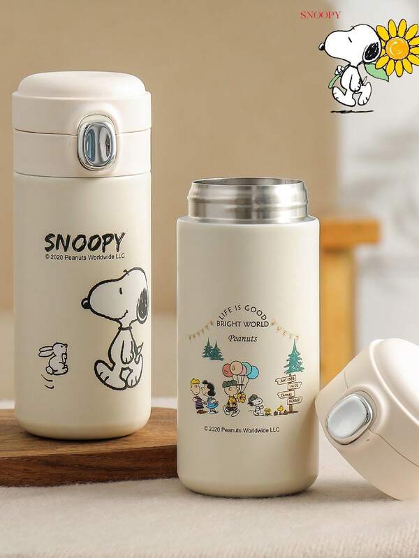 SNOOPY 1pc Snoopy 300ml Stainless Steel Compact Cute Mug, Minimalist Design For Outdoor, School, Portable, Keeps Drinks Cold