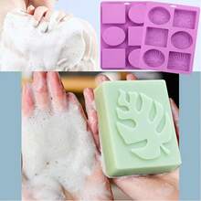 Square Oval 3D Leaf Shape Purple Silicone Soap Mold, Easy Release Handmade Soap Making Mould,Silicone Molds For Soap Candles,DIY Baking ,Candies - Purple - View 5