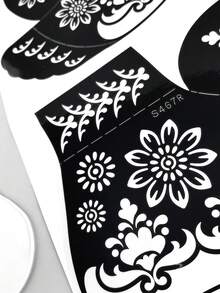 6pcs Temporary Tattoo Templates, Suitable For Real Tattoos, Foot Flower Tattoo Templates. Reusable Temporary Tattoo Template Kit, Suitable For Body Dressing(6pcs/2pcs),Tattoo Stencil - Black - View 8