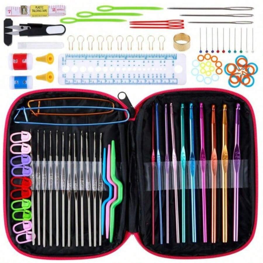 Kit De Ganchos Y Accesorios Para Tejer Al Crochet 100 Piezas - Multicolor - Ver 1