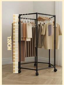 2026 Upgrade Hexagon Coat Rack Stand, Heavy Duty Drying Rack With Wheels, Foldable Freestanding Clothes Organizer For Bedroom, Laundry Room, Balcony, Closet Storage - No Drill Installation Needed - Black - View 6