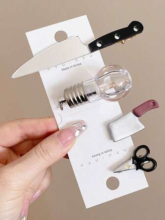 1pc Funny Bangs Scissors Hair Clip, Side Bangs Hairpin, Bulb Shaped Fake Fringe Hair Clip, Quirky Hair Accessory, Claw Clips, Hair Accessories